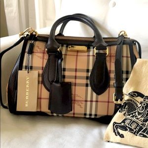Burberry Haymarket Gladstone Satchel Handbag